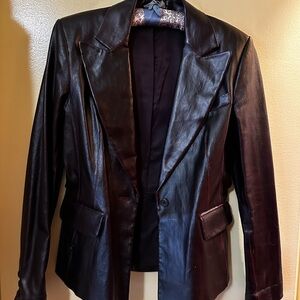 Vintage Theory Leather Blazer | Black Tailored Jacket | Minimalist Luxury Staple